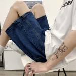 Hong Kong style denim shorts summer Korean style five-quarter pants men's versatile casual pants DK502/P38