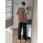 Live broadcast quality men's and women's American high street loose straight yellow mud-colored washed jeans trendy K1101-P55