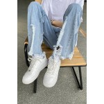 C316FF12P58 spring jeans ripped trousers washed light blue casual jeans men's pants