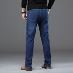 Q thickened velvet jeans men's straight loose business slim casual autumn and winter long pants warm