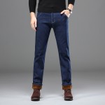 Q thickened velvet jeans men's straight-leg loose winter slim casual autumn and winter large size long trousers