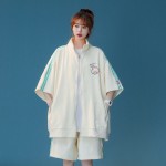 ! Neutral style sweet cool oversize lazy style cardigan short-sleeved shorts casual TZ8651P90