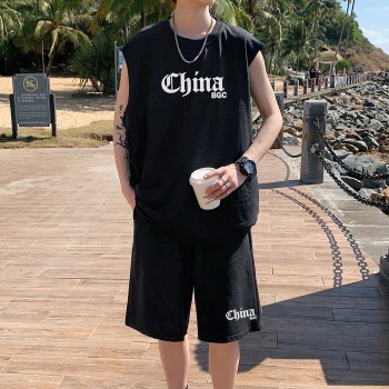 2023 summer Hong Kong style design oversize simple chian shorts suit BX8229P50