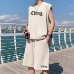 2023 summer Hong Kong style design oversize simple chian shorts suit BX8229P50