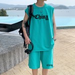 2023 summer Hong Kong style design oversize simple chian shorts suit BX8229P50