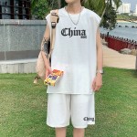 2023 summer Hong Kong style design oversize simple chian shorts suit BX8229P50