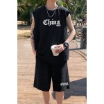 2023 summer Hong Kong style design oversize simple chian shorts suit BX8229P50