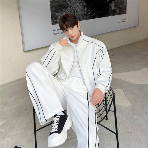 Spring 23 new trendy and fashionable contrasting color embedded rope design loose casual Korean style handsome suit CF11-P190