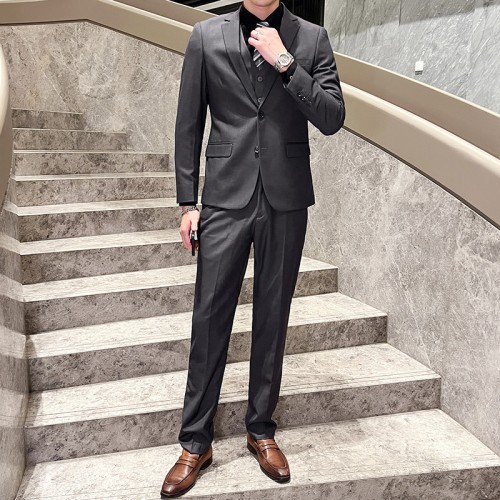 Suit suit men's suit men's business casual professional fit groom groomsmen wedding three-piece dress trendy