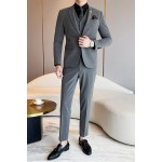 2024 new autumn and winter men's suits Korean style slim plaid suit three-piece set 1606-1608-P245