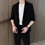 Summer Korean style casual thin mid-sleeve suit men's slim short-sleeved suit nine-point pants-TZ61-P225