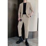 Summer Korean style casual thin mid-sleeve suit men's slim short-sleeved suit nine-point pants-TZ61-P225