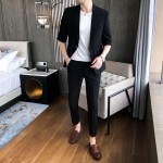 Youthful and popular solid color casual men's summer slim-fitting suit P155