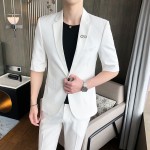 Youthful and popular solid color casual men's summer slim-fitting suit P155