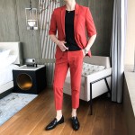 Youthful and popular solid color casual men's summer slim-fitting suit P155