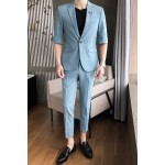 Youthful and popular solid color casual men's summer slim-fitting suit P155