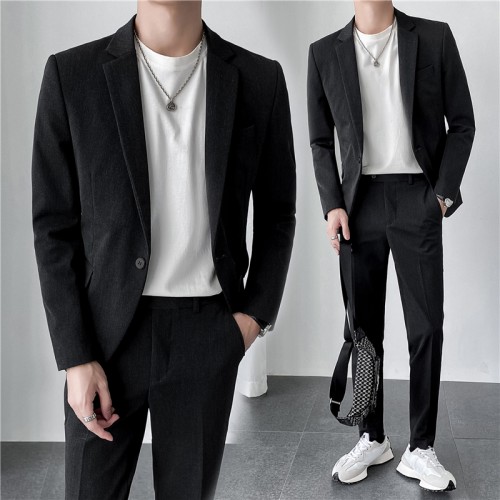 Light mature style ins autumn and winter Korean version slim men's solid color one button suit LJT830-P205