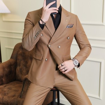 Double-breasted suit Korean style slim business casual suit two-piece set 1832-P230