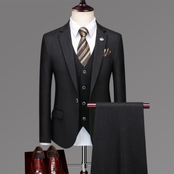 Suit suit men's suit men's business casual professional fit groom groomsmen wedding three-piece dress trendy