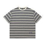 PL781260g color striped round neck short-sleeved T-shirt