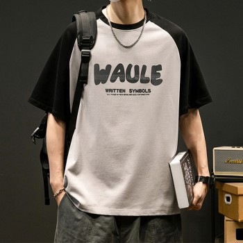 Hong Kong style 23 summer versatile casual loose cool T raglan sleeve foam T-shirt for men TH020-P23