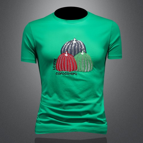 2024 New Short Sleeve T-Shirt Qiantang 3019TX216P65 Hollow Green